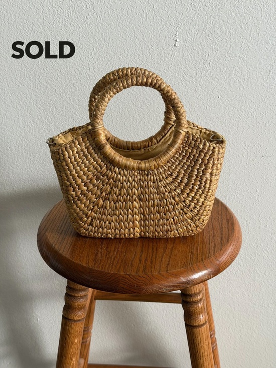 Handbags - Handmade Zippered Straw Crossbody Handbag